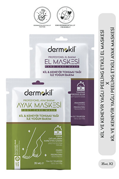 Dermokil Peeling Etkili Ayak Maskesi (Kil ve Kenevir Yağlı) 35 ml + El Maskes...