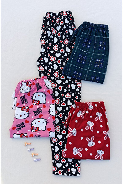 siyalife Kışlık Süet Yumuşak Dokulu 4'lü Kadın Pijama