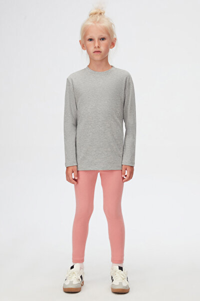 LOVETTI تي شيرت رمادي للأطفال للجنسين - رقبة دائرية، كم طويل