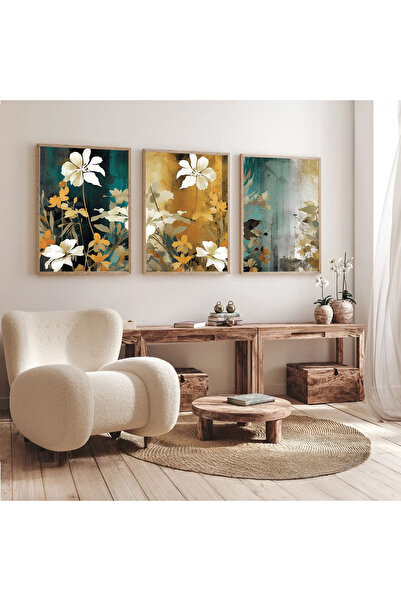 Dekorsiahome Set de pictură cu cadru din lemn PastelYaprak