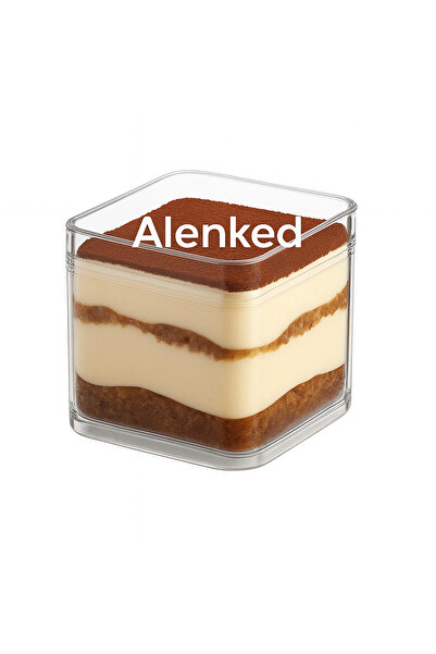 alenked Kare Şeffaf Tatlı ve Sunum Kabı – 250 ml - 10 Adet