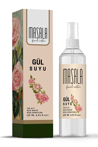 Masala Saf Gül Suyu 125 Ml Doğal Yağlı Hidrosol - Tonik Rose Floral Water Hydrosol Tonic