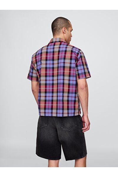 GAP Erkek Mor Karma Kareli Oxford Gömlek