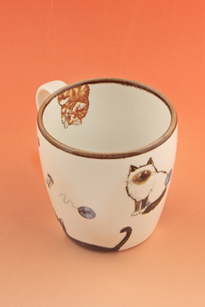 Bursa Porselen Dekor Kedicik akıtma porselen kupa