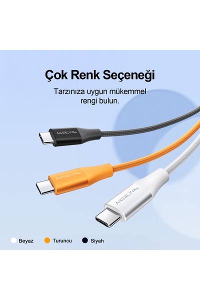 Airbot Airbot 100W 2 Metre Type-C’den Type-C’ye Şarj Kablosu,Ultra Hızlı Şarj, Android Uyumlu Siyah CTC100