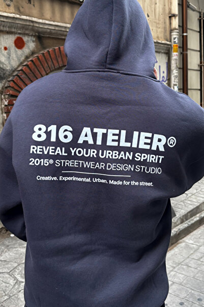 Sekizbiraltı 816 أتيليه ®   هودي مطبوع كبير الحجم للجنسين