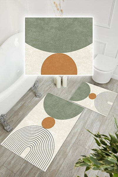 Pelura Halı Digital Printing Non-Slip Base Art Series Set of 2 Bathroom Mat Toilet Set (50X60Cm-60X100Cm)