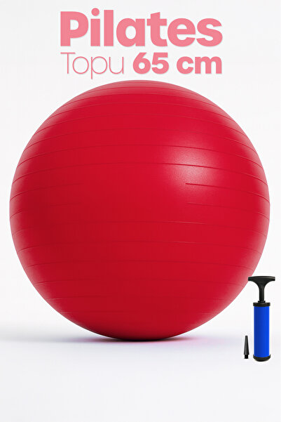 Telvesse 65 cm Pilates Ball and Pump Set |   Suitable for Height 155-170 cm Durable Anti-Slip Red