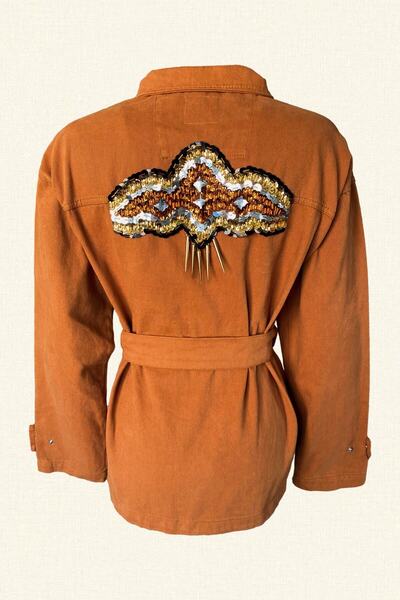 GZ Design Crystal Rhinestone Tile Jean Jacket