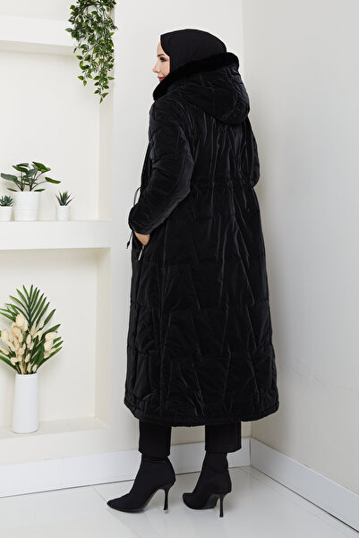 Pamuk Butik Γυναικείο παλτό με κουκούλα με επένδυση μέσης