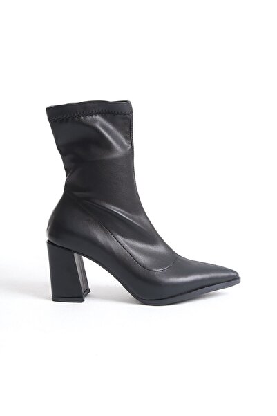 MARSEDO Alina Black - Women's Daily Stretch Boots, Chunky Heel and Pointed Toe