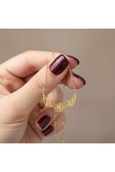 Medusa Gift 925 Ayar Gümüş Zincirli 14 Ayar Altın Kaplama Doğum Çiçekli Melek...
