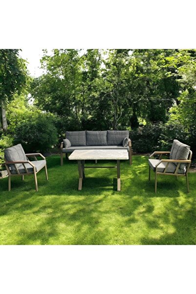 Tu Tienda NERGİZ KAPİÇİNO 3+1+1+MASA BALKON BAHÇE MUTFAK TAKIMI,GRİ