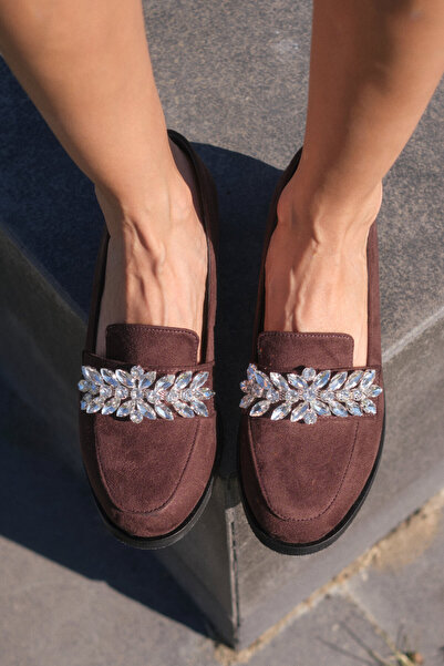 Mio Gusto Matilda Brown Stone Women's Oxford Flat Shoes