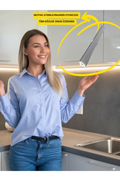 zonled Mutfak Dolabı Ve Tezgah Altı Köşe 100 Cm Led Şerit Profil Aydınlatma A...