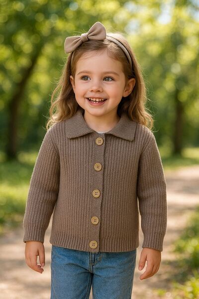 EYC BABY سترة صوفية محبوكة للأطفال من Selanik - رقبة واسعة