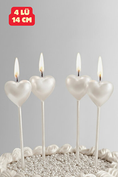 Heart Candle 4pcs White Heart Candle Valentine's Day Birthday Celebration Candle