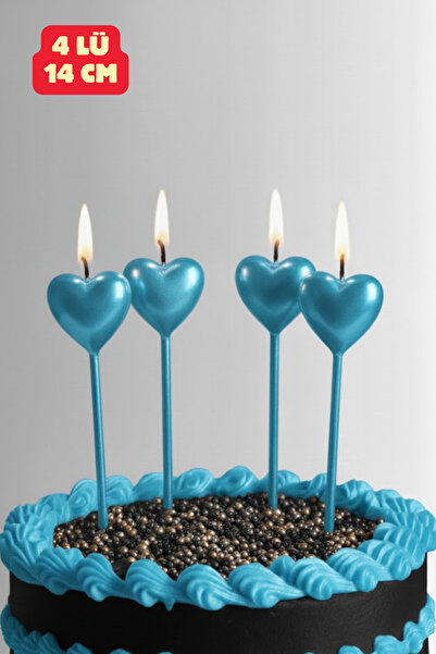 Heart Candle 4pcs Blue Heart Candle Valentine's Day Birthday Special Day Celebration Candle