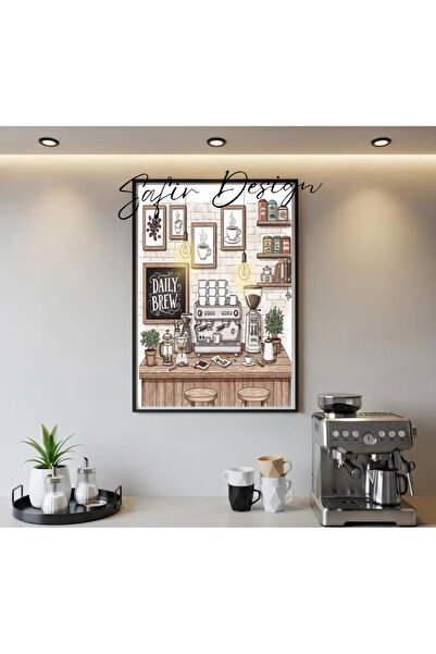 hollywest Kahve Köşesi Çerçeveli Tablo - Mutfak Duvar Dekoru,Modern Mutfak Dekorasyon Tablosu