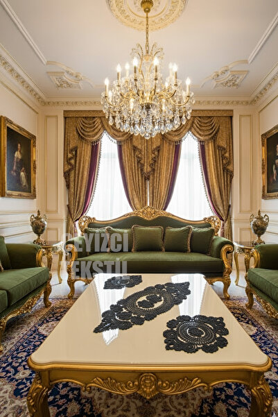 Çt Çeyizci Tekstil Living Room Set, Bedroom 3 Piece Coffee Table Cloth, Table Cloth 3 Piece Room Set