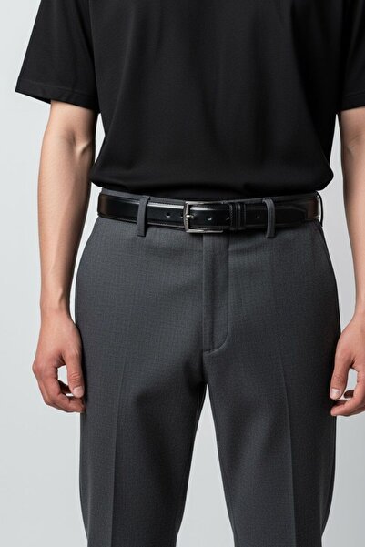 Kemerix Men's Black Leather Belt