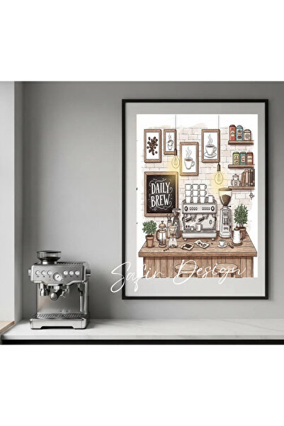 hollywest Kahve Köşesi Çerçeveli Tablo - Mutfak Duvar Dekoru,Modern Mutfak Dekorasyon Tablosu