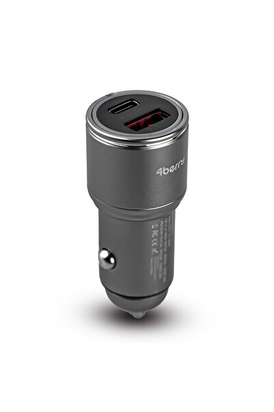 4Berry BS01 48W Metal Hızlı Araç Şarj Cihazı | Çift USB PD & QC 3.0 Destekli, Dayanıklı ve Kompakt Tasarım