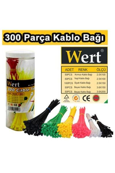 WERT 2430 Kablo Bağı Seti, 300 Parça Cırt Kelepçe
