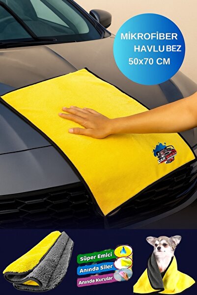 Hansel 3'lü 60*30 Mikrofiber Havlu Araba Oto Cam Kapı Bezi Hayvan Kurutma Bezi