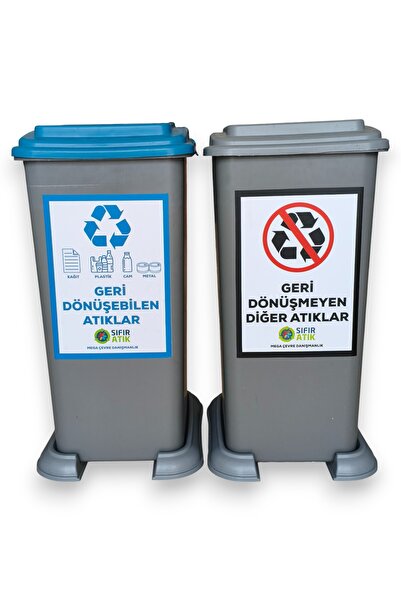 MEGA CEVRE 2'Lİ İKİLİ SIFIR ATIK KUTUSU, GERİ DÖNÜŞÜM KUTUSU, SIFIR ATIK YÖNE...