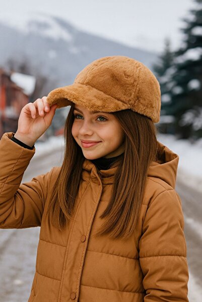 MARBERRY Camel Soft Textured Plush Girls' Cap Hat
