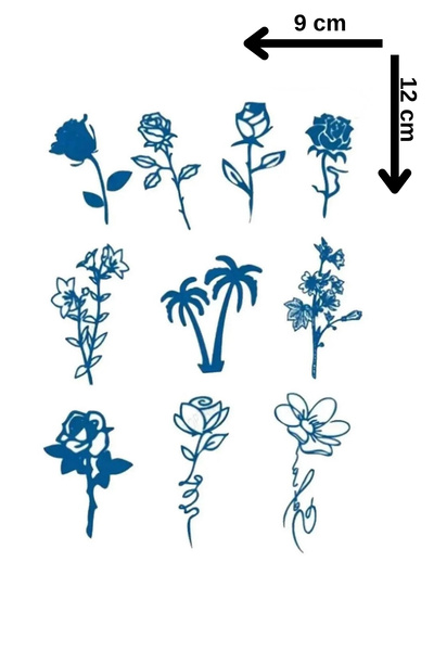 Barly 30 GÜN KALICI Çiçek Figürlü Geçici Dövme Tattoo(24 Saat İçerisinde Reng...