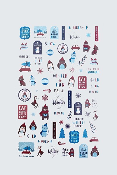 Flash Tattoos® Eat Drink Be Cozy Kış Temalı Su Transferli Tırnak Dövmesi