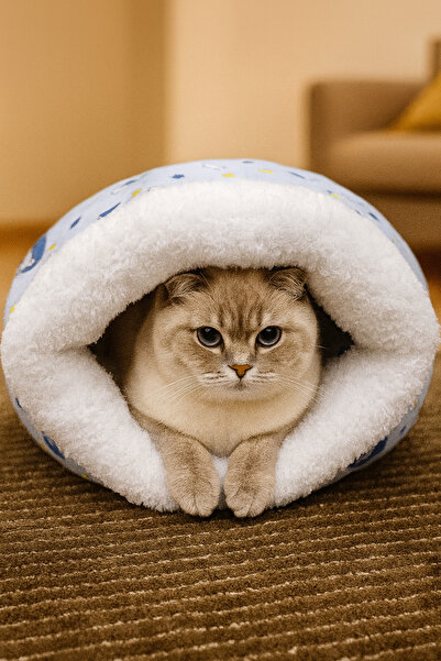 Quun Kedi Köpek Uyku Tulumu Yatak Yetişkin Kedi Beyaz Velsoft Şık Tasarım Box