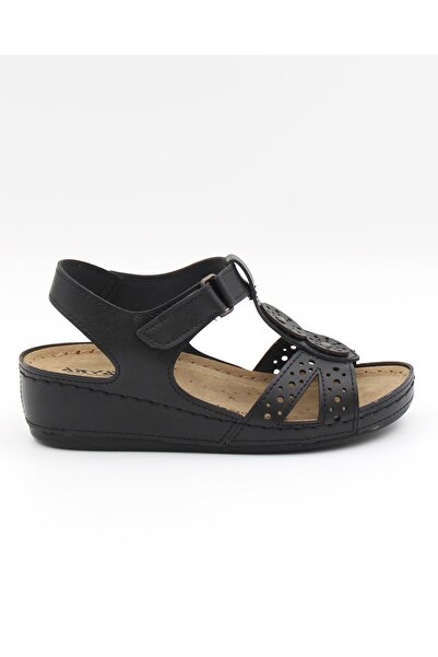 ARYAN 268 Black Anatomical Wedge Women's Sandals