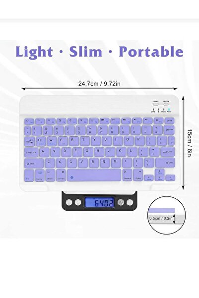 EHZ TEKNOLOJİ IPad Xiaomi Samsung Huawei Tablet Laptop Uyumlu Renkli Bluetooth Bağlantılı Klavye+Mouse Set