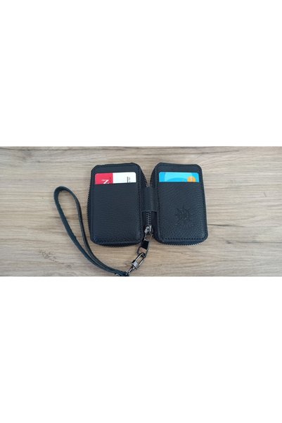 MATRUŞKA DERİ SANAT TASARIM Real Leather Zipper Card Holder & Keychain