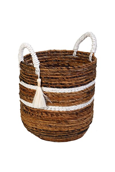 KANCAEV Dark Brown Banana Shell - Tasseled, Deep Round Basket, Medium
