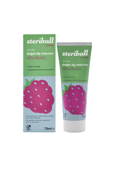Steriball Doğal Diş Macunu Florürsüz 75 ML - Ahududu Florür İçermez, Hidroksiapatit ile Tam Koruma