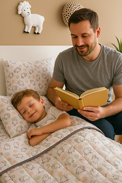 homewell % 100 Saf İngiliz Yünü Hipoalerjenik Tek kişilik Çocuk Uyku Seti Şir...