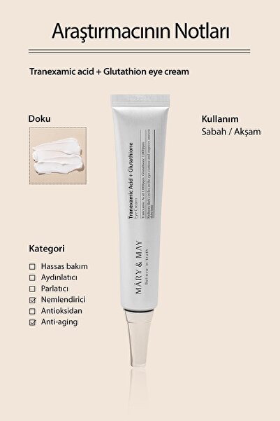 Mary & May Tranexamic Acid+glutathion Aydınlatıcı Göz Çevresi Kremi 30 Gr