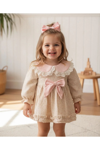 aysskids BETTY Kız Bebek Uzun Kollu Dantel Yaka Detaylı Özel Gün Bayramlık El...