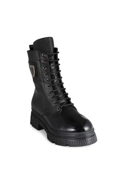 37Numara Büyük Numara Kadın Bot 41-42-43-44 Siyah Hakiki Deri