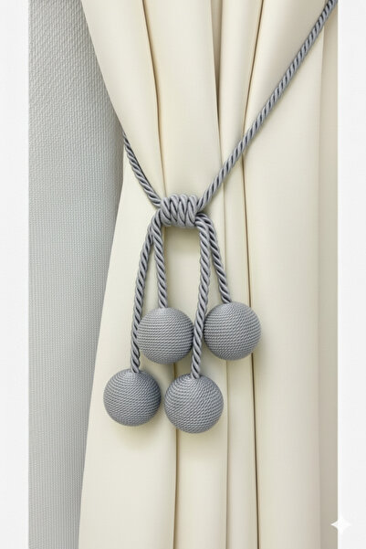 MMTHOME Modern Sarım 4 Toplu Braçol Kornişe Takmatik Ipli Tavan Perde Aksesuarı Gri