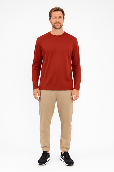 Cottonland Erkek COLBERT Uzun Kollu O Yaka Baskısız Dökümlü Penye T-Shirt PAP...