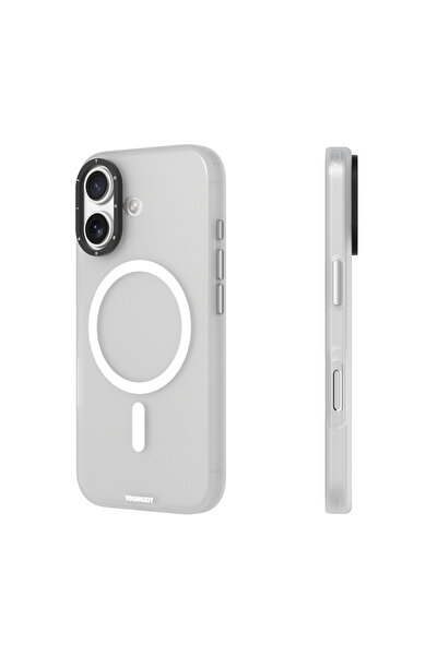 Youngkit iPhone 17 Uyumlu Kılıf M-safe Şarj Özellikli Hidden Sand Serisi Kapak Beyaz