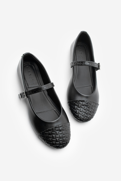 Marjin Kadın Desenli Bantlı Günlük Babet Renada Siyah