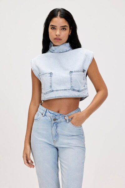 Bad Bear Veronica Ocean Blue Women's Denim Crop