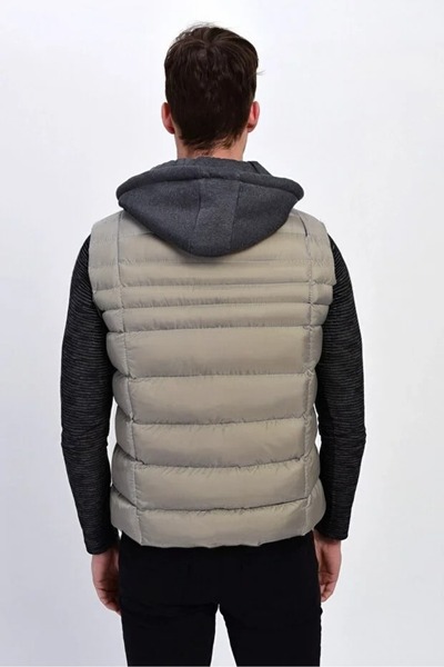 DYNAMO Erkek Gri Çıkarılabilir Kapüşonlu Şişme Yelek