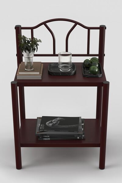 ARGİMO Bella Retro Ferforje Metal Komodin Bordo